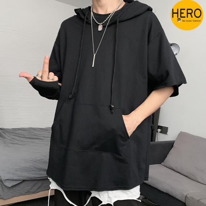 [Mẫu HOT] Áo Thun Hoodie Tay Ngắn Có Mũ Form Rộng Outfit Unisex Nam Nữ Phong Cách Năng Năng Động Cotton AP07 ◦