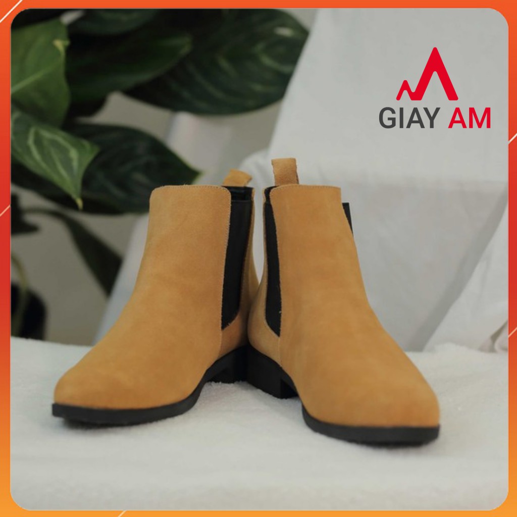 Giày Chelsea Boot da lộn tăng 4cm chiều cao -Giày cổ cao