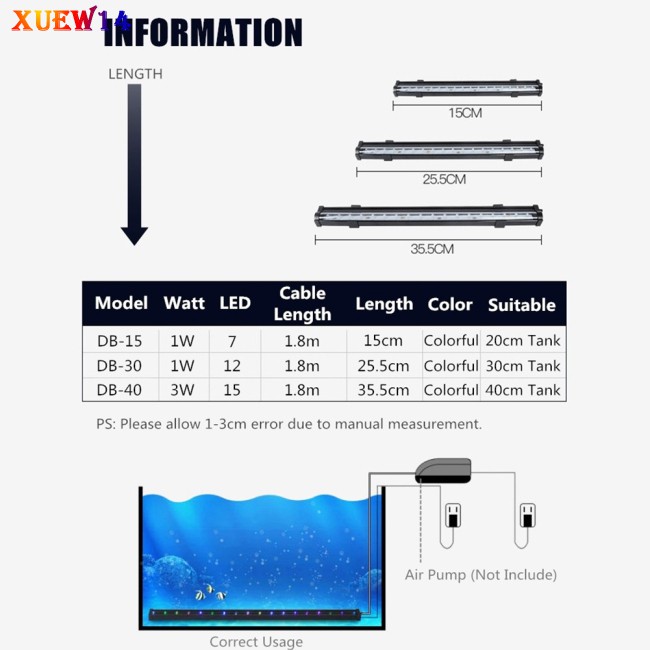 Đèn Led 7 Màu Trang Trí Bể Cá