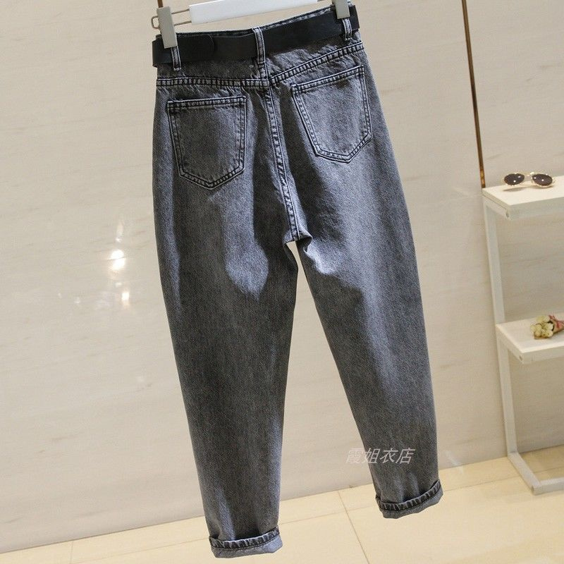 2020New Style Greyish Black Harlan Jeans Women's Korean-Style Loose Skinny Student High-Waist Ankle-Length Daddy Baggy Pants