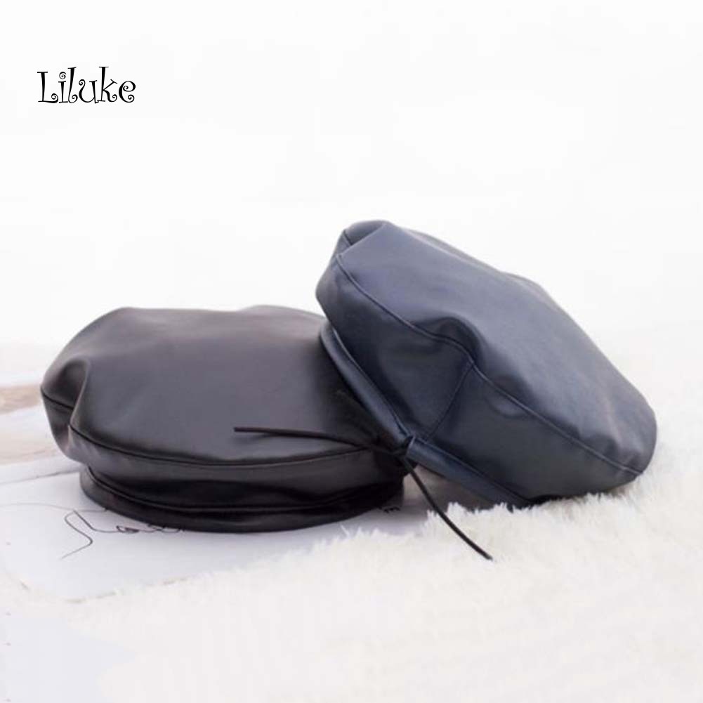 Mũ Nồi Giả Da Màu Trơn Thời Trang Cho Nữ