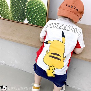 Bộ quần áo cộc tay Pikachu cho bé trai mặc siêu cưng