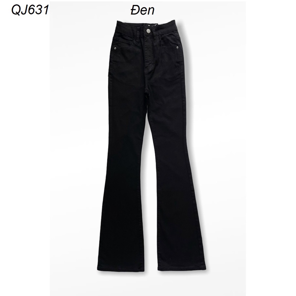 Quần jeans ống pass loe màu đen lai cuốn co bản [ ống vẩy ] QJ631