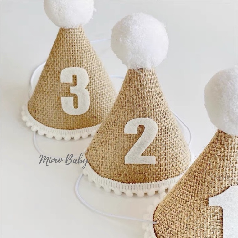 Mũ nón trang trí sinh nhật chất liệu cói cực dễ thương cho bé MH177