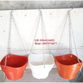 COMBO 10 CHẬU NHỰA TRỒNG CÂY DẠNG SÓNG + DÂY TREO XÍCH