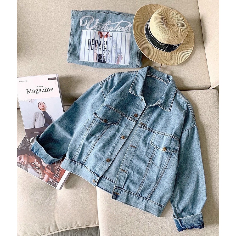 Áo Khoác Jeans Nữ Valentin Hình Cô Gái 🦋 Áo Sơ Mi Bò Nữ Dài Tay 🦋