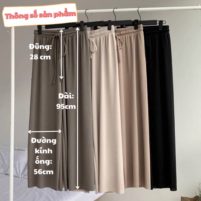 [Mã FAMARAL1 giảm 10k đơn 50k] Quần Ống Rộng Nữ Quần Vải Eo Chun Có Dây Rút Đủ Màu