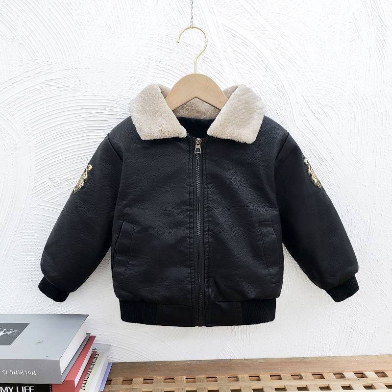 * / O Kho C bomber B * Áo Khoác Da Lót Lông Cừu Cỡ Nhỏ / Vừa / Nhỏ Phong Cách Hàn Quốc Thời Trang Thu Đông 2021 Cho bé Trai