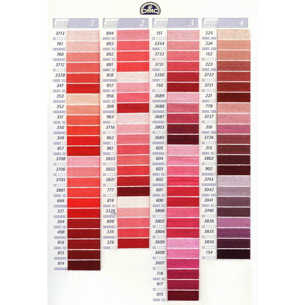 Chỉ cotton từ mã màu 151 đến mã màu 154 ( dải màu 3, 4 theo bảng màu DMC)