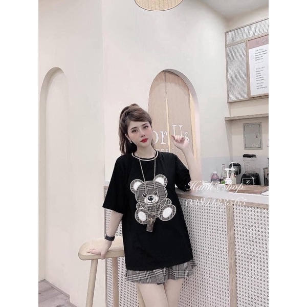 [SIEU SALE] SÉT váy chú gấu áo phông - chân váy caro có quần trong (hàng có sẵn) | BigBuy360 - bigbuy360.vn