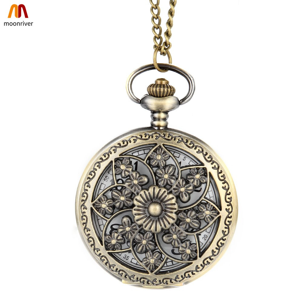 Đồng Hồ Quả Quýt Chạm Khắc Hình Hoa Phong Cách Vintage Sang Trọng