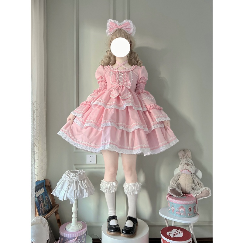 Váy Lolita OP Rococo Tay ngắn có thể tháo rời