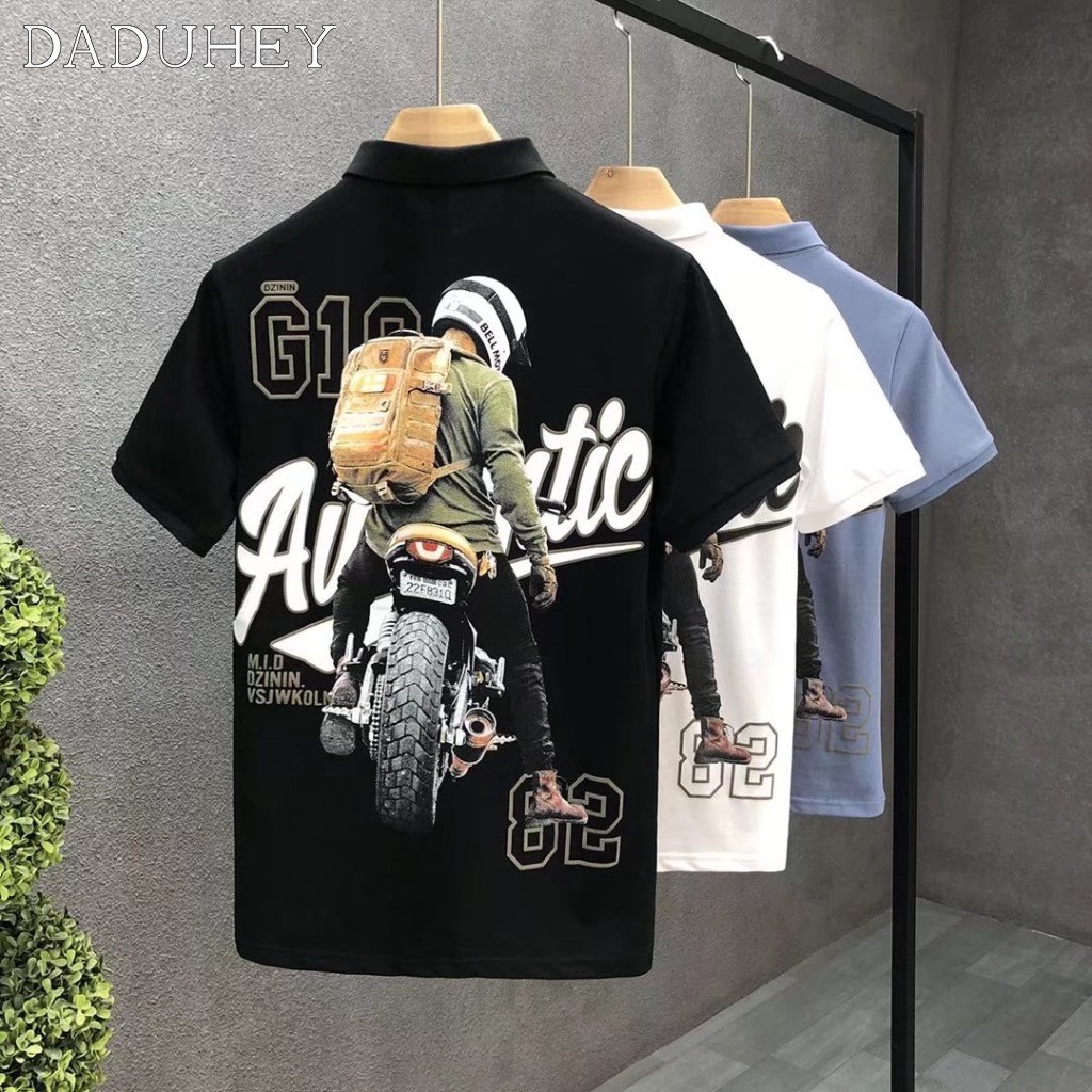 DaDuHey Men's Fashionable Loose Half-Sleeve Polo Shirt Fashionable All-Matching Summer Lapels Fashion Brand Short Sleeve Top