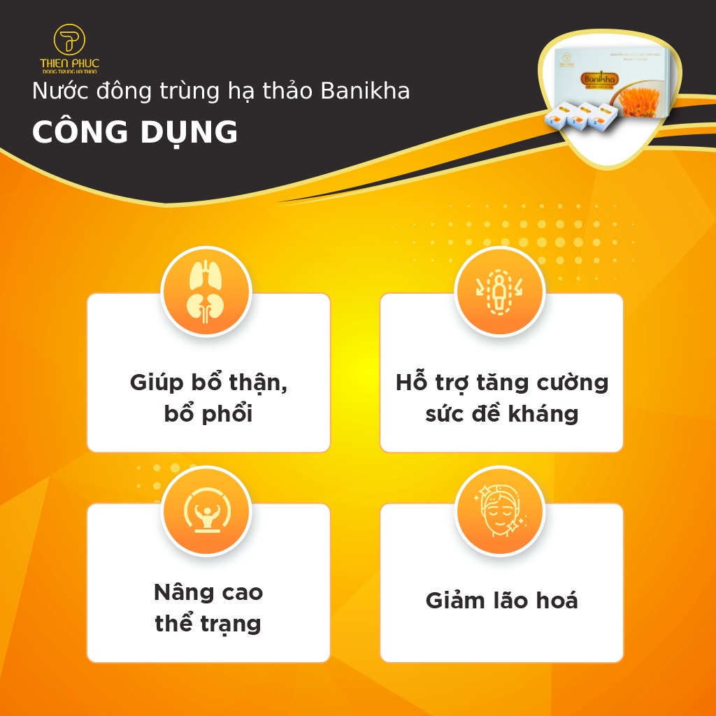 Nước đông trùng hạ thảo Banikha 3 Hộp x 10 gói - Chính hãng THIÊN PHÚC