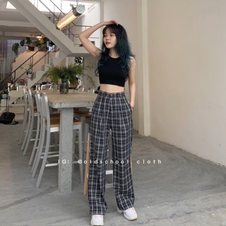 QUẦN CARO DÀI KẺ TRẮNG ĐEN (ảnh thật/sẵn)