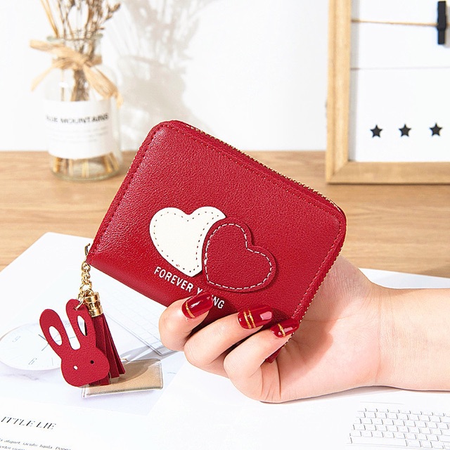 Ví bóp nữ cầm tay mini cao cấp đẹp TRÁI TIM VN18