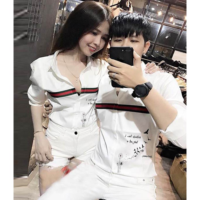 Áo Sơ Mi Cặp Đôi Họa Tiết Cao Cấp | Áo Đôi Nam Nữ Đẹp cao cấp