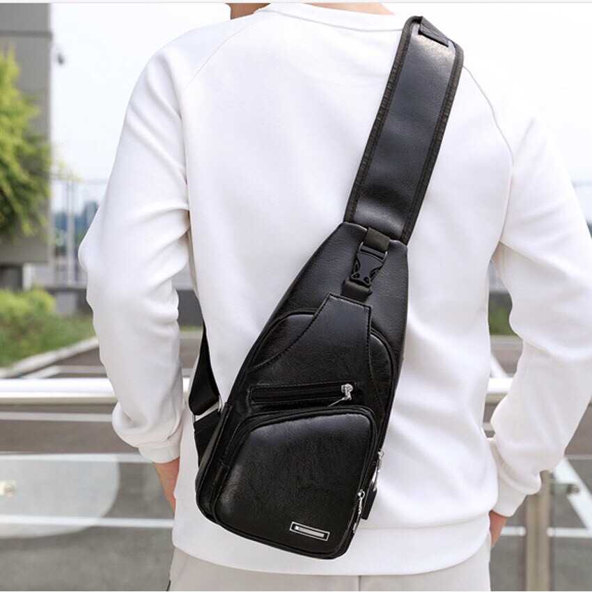 [Tặng vòng tay] Túi đeo chéo nam nữ VARADO TC001D da cao cấp cổng sạc thời trang sành điệu