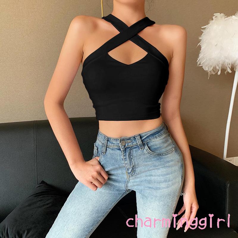 Áo Croptop Dây Đan Chéo Ôm Sát Gợi Cảm Cho Nữ