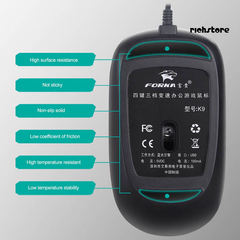 Chuột Máy Tính Không Tiếng Ồn K9 Universal 600 / 1000 / 1600dpi
