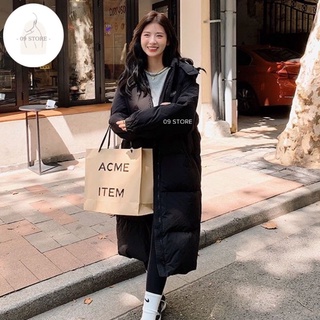Áo phao nữ mùa đông, áo phao dáng dài trơn phong cách Hàn Quốc