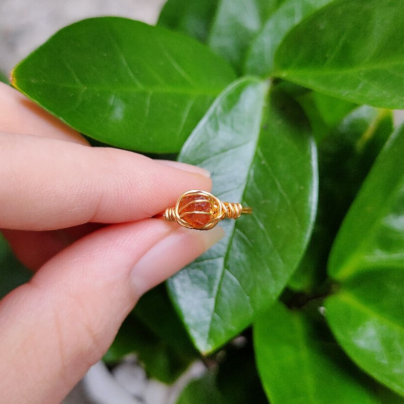 Nhẫn đá thô handmade apatite/blue fluorite/Garnet/rose quartz/kunzite/sunstone