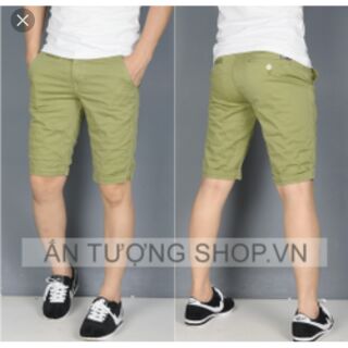 Quần short nam kaki. Vải nhập. Màu xanh lá mạ