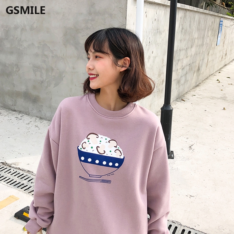 Áo sweater dáng rộng in hình hoạt hình phong cách Hàn Quốc