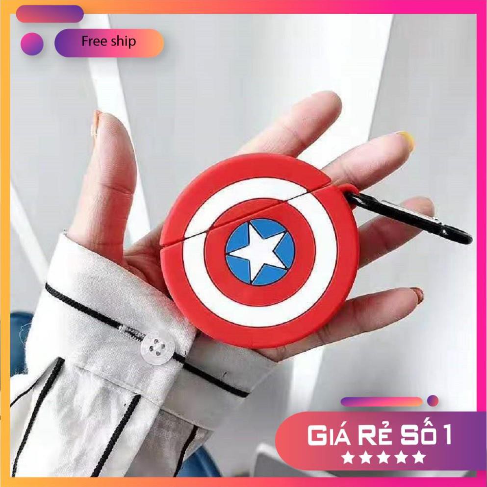 Airpods Case ⚡ Tặng Móc Đeo ⚡ KHIÊN CAPTAIN AMERICA Case Tai Nghe Không Dây Airpods 1/ 2/ i12/ PRO - Châts Case Store