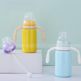 Bình sữa giữ nhiệt trẻ em - Chống sặc, cổ rộng, có tay cầm cho bé - Giữ nhiệt tốt tới 8 giờ [Dung tích 320ML]