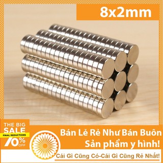 Nam châm viên vĩnh cửu D 8x2mm