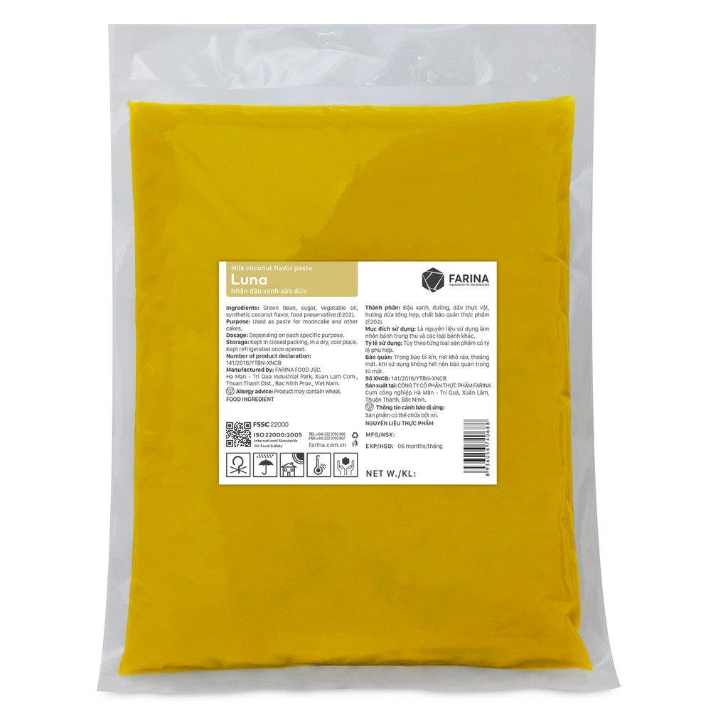 Nhân trung thu đậu xanh sữa dừa 1kg FARINA - Nguyên liệu làm bánh trung thu | BigBuy360 - bigbuy360.vn