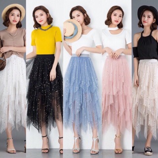 chân váy tua rua lưới