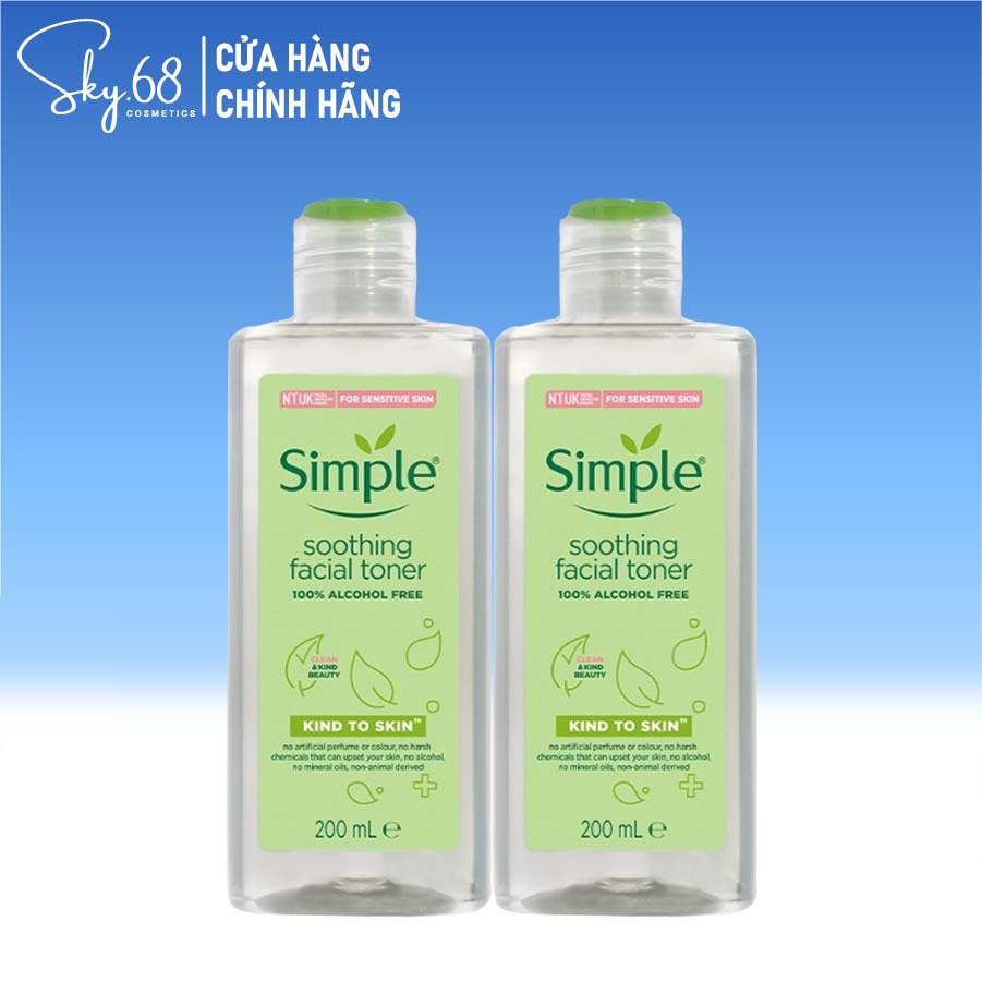 Combo 2 Nước Hoa Hồng Cấp Ẩm Và Cân Bằng Độ pH Cho Da Dịu Nhẹ Simple Kind To Skin Soothing Facial Toner 200ml x 2