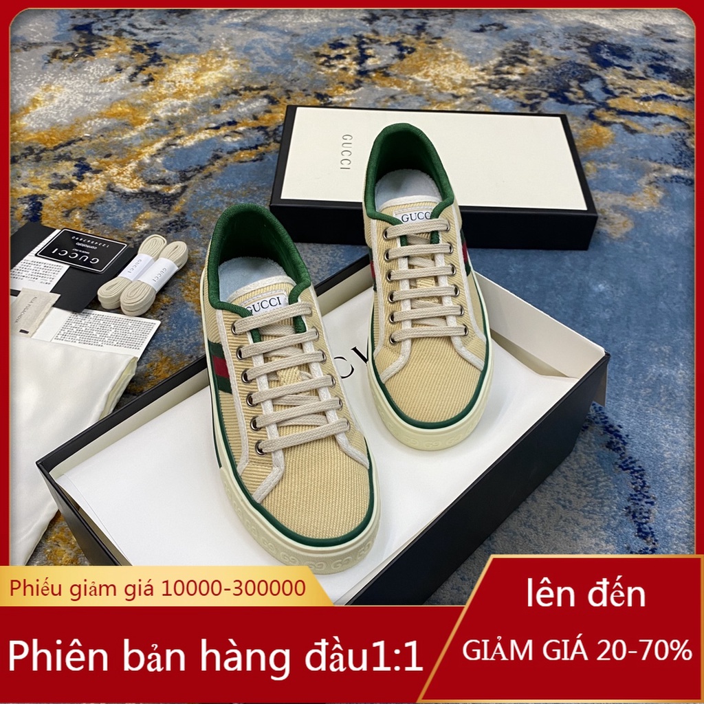 Giày thể thao gucci vải canvas thêu hình chuột mickey 5D thời trang cổ điển 1977