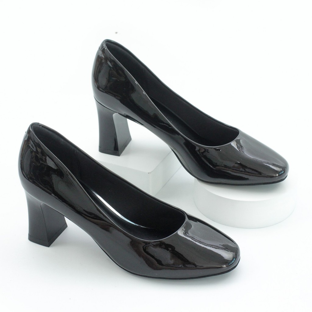 Giày Cao Gót 6cm Mũi Vuông Gót Trụ Đá Nhăn Pixie P291