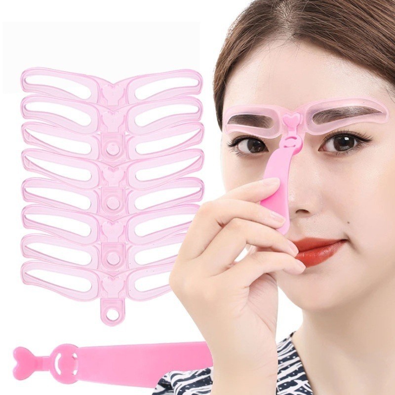 Set 8 Khuôn Hỗ Trợ Kẻ Lông Mày Tiện Dụng Chất Lượng Cao