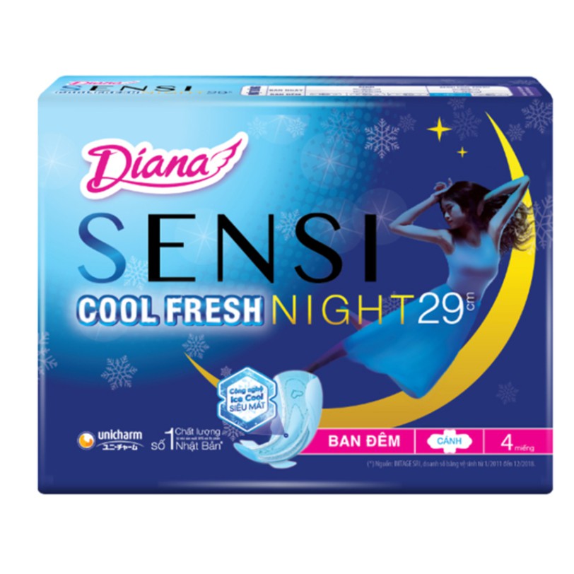 Băng vệ sinh Diana Siêu thấm, Diana siêu mỏng, Diana dày cánh, Diana có cánh, Diana không cánh (bịch 8 miếng)