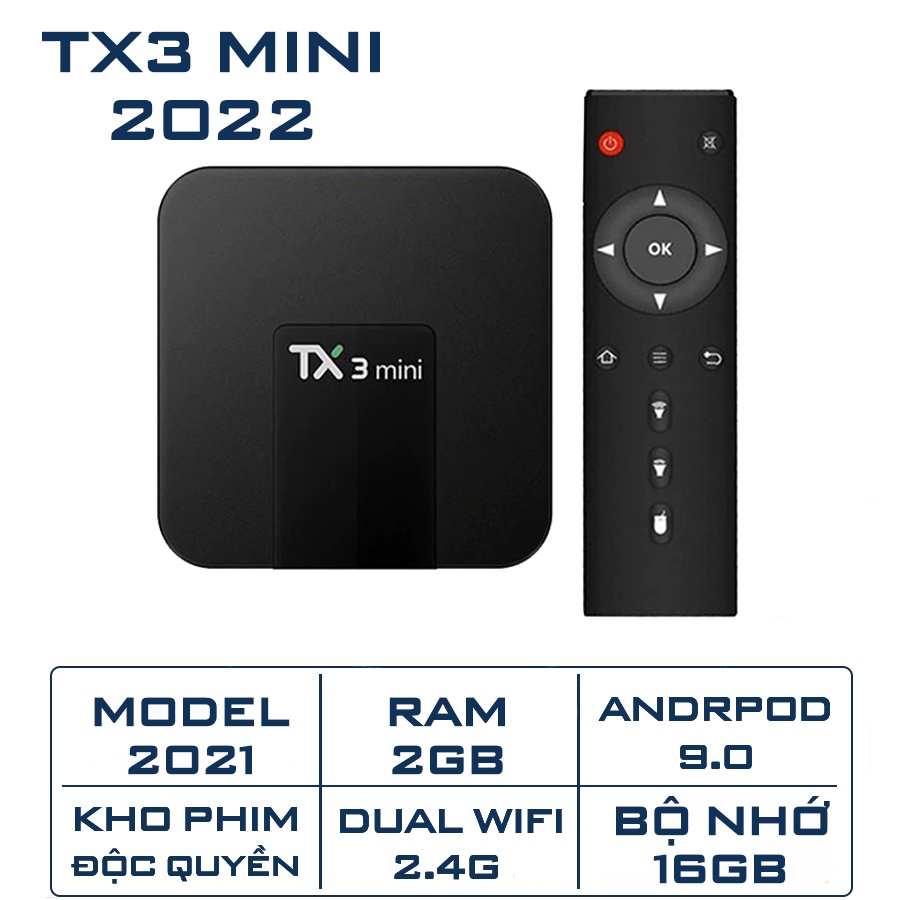 [Mã 66ELSALE giảm 7% đơn 300k] Android Tivi Box Tx3 Mini 2022 Android 9 CPU S905W Ram 2GB, Rom 16GB