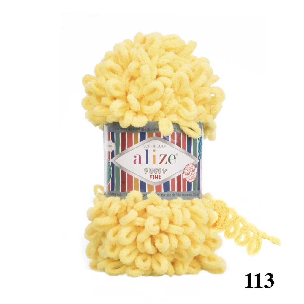 Cuộn len mắc xích tết bằng tay Puffy Fine hãng Alize Yarns tết áo, khăn, vỏ gối, chăn, thảm, túi