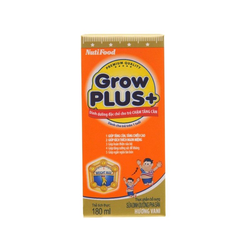 Thùng 48 hộp sữa bột pha sẵn Growplus cam 180ml