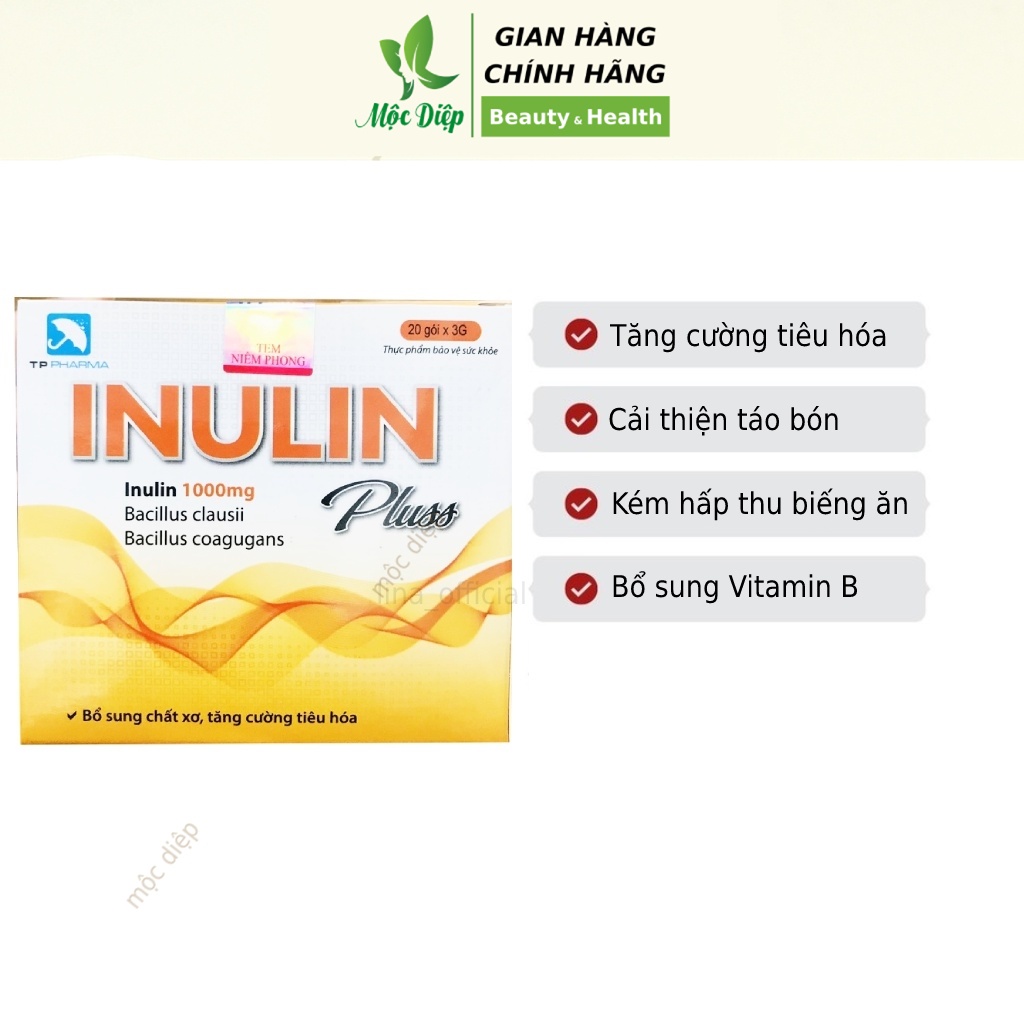 Men tiêu hóa cho bé chống táo bón Inulin Pluss 20 gói chiết xuất thảo dược - Mộc Diệp