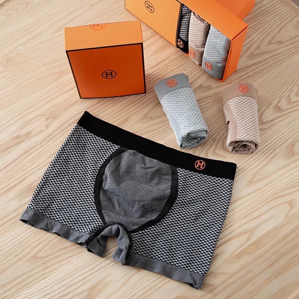 Hộp 3 quần lót sịp nam cotton caro thông hơi freesize co giãn 4 chiều H Boxer - Doris.fashion