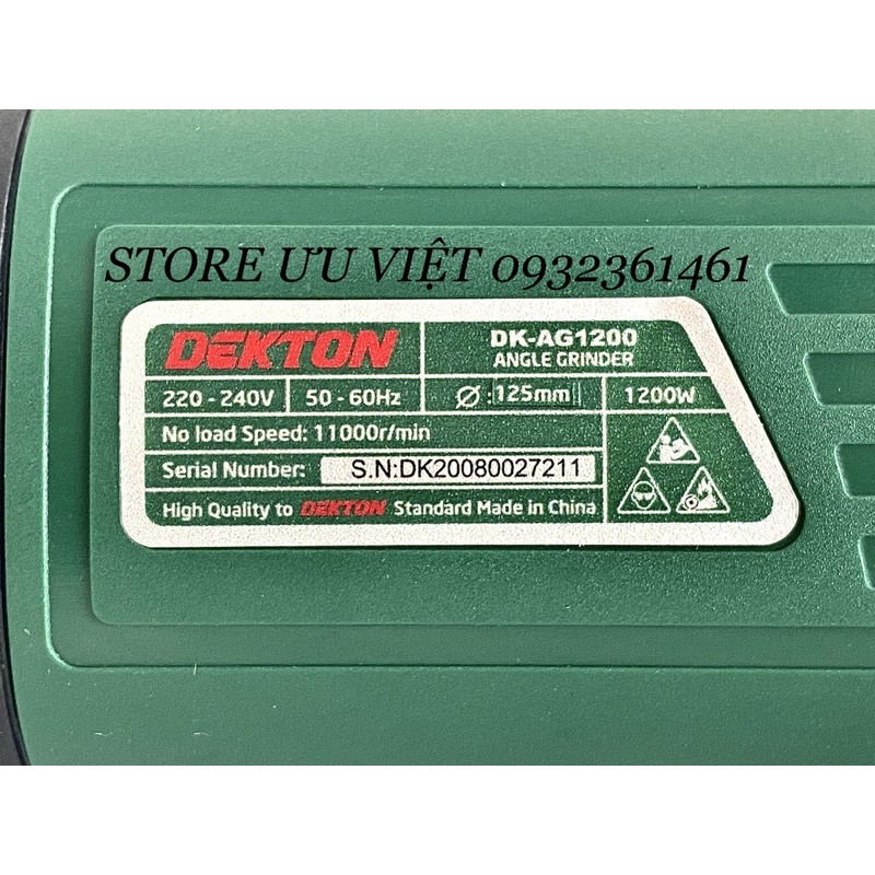 MÁY CẮT MÀI SẮT 125mm 1200w MODEL: Dk-AG1200 CHÍNH HÃNG DEKTON