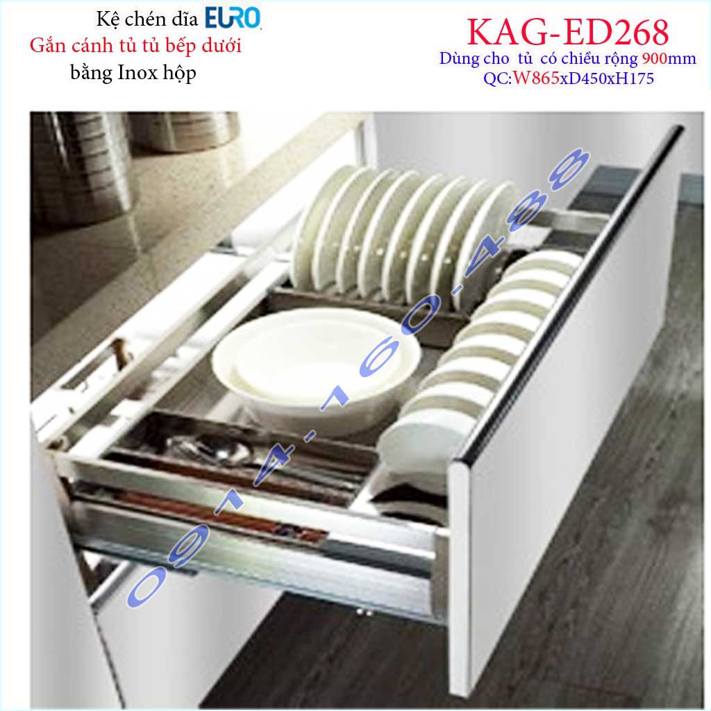 Kệ xoong nồi Euro inox hộp, Kệ đựng chén bát-nồi xoong inox hộp âm tủ ED244-60cm-70cm-75cm-80cm-90cm