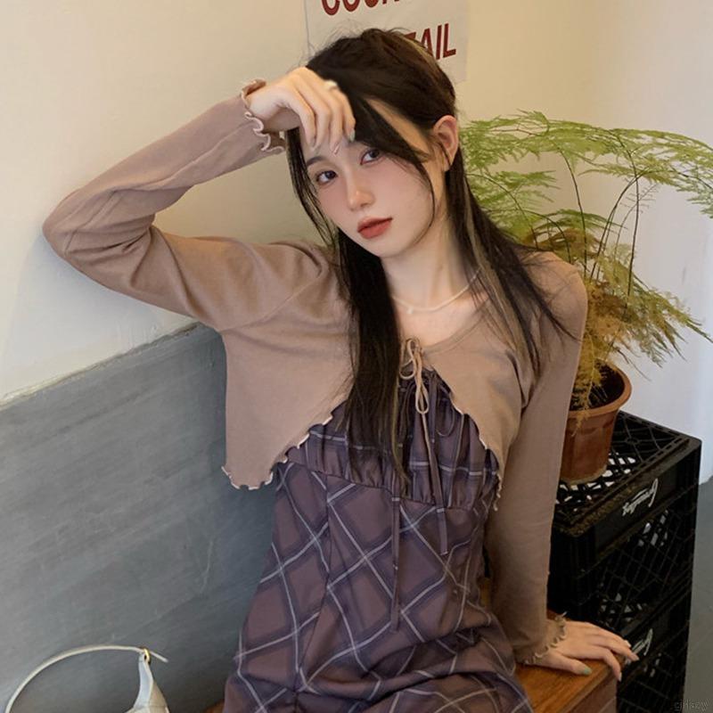 Áo Dệt Kim Mỏng Tay Dài Cột Dây Phong Cách Hàn Quốc Thời Trang Cho Nữ