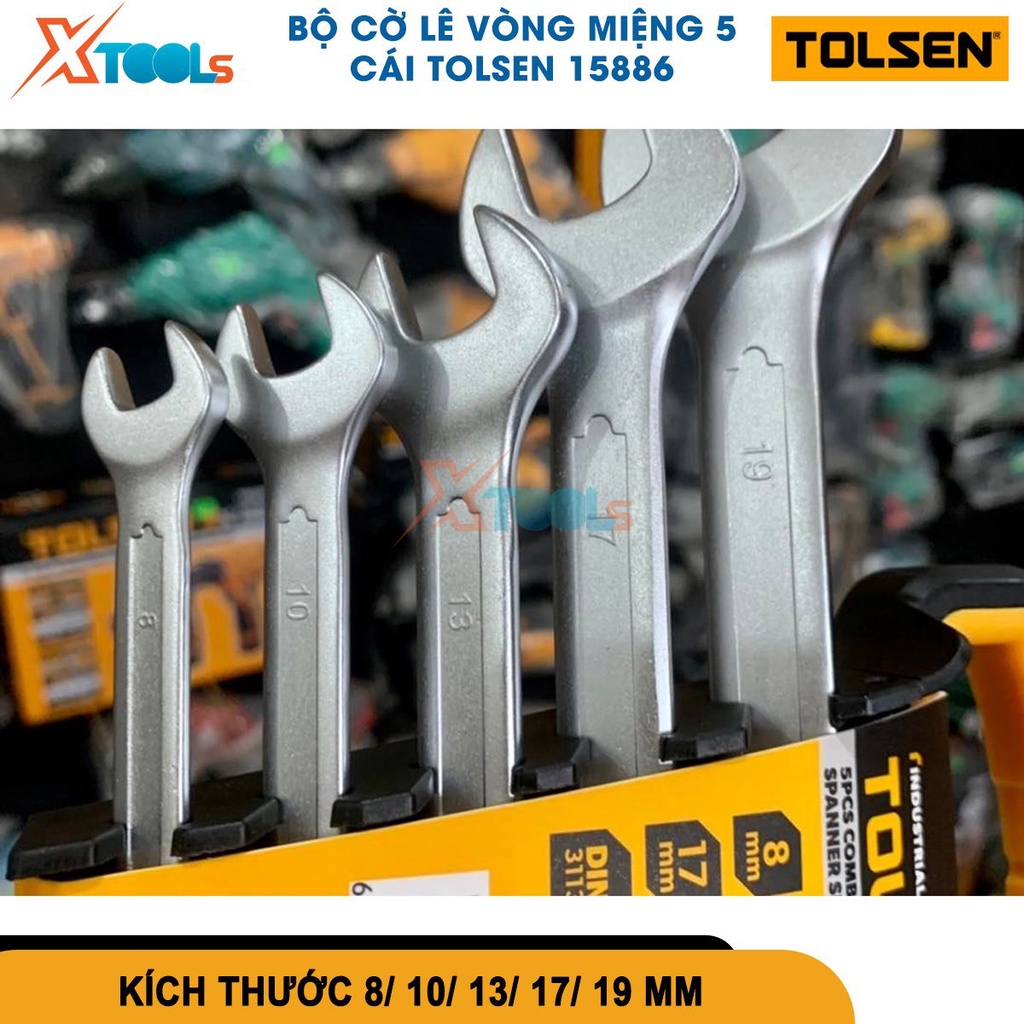 Bộ cờ lê vòng miệng TOLSEN, sử dụng chất liệu thép CR-V, giữ và xoay các đai ốc, bu lông, chốt [CHÍNH HÃNG][XTOOLS]