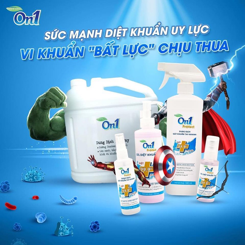 COMBO 10 chai dung dịch sát khuẩn tay nhanh ON1 protect hương BamBoo Charcoal (10 chai x 500ml) C0202