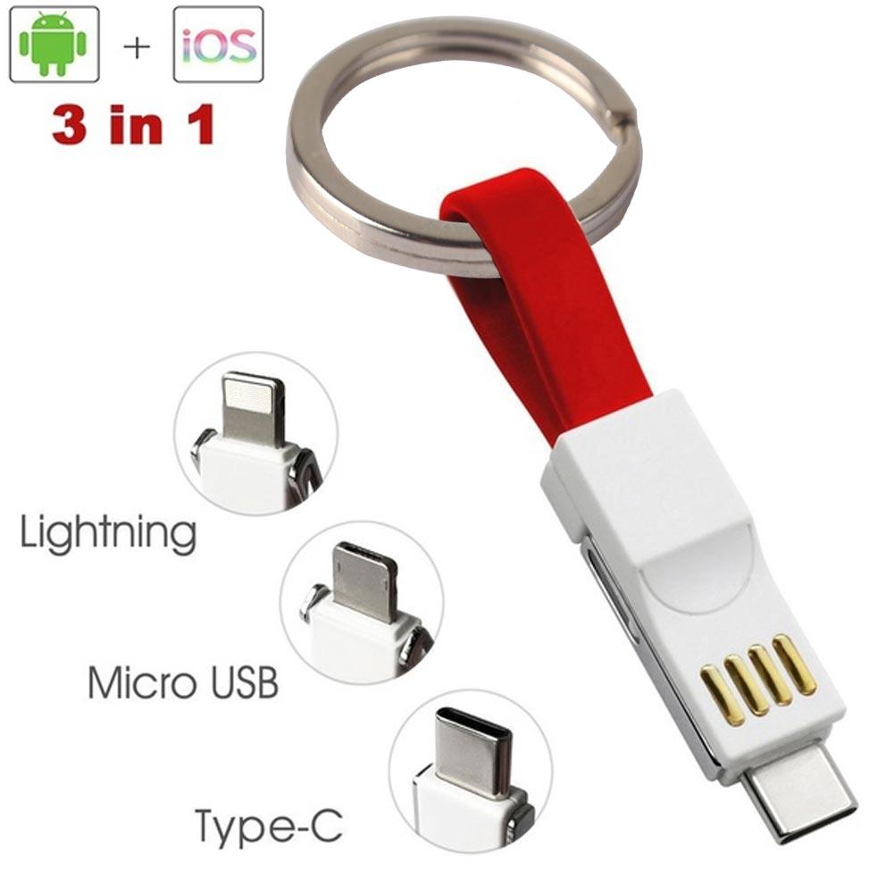 Cáp Lightning Micro Usb 3 trong 1 Lightning Micro Type C Di động Dây sạc nhanh ngắn Từ tính Ít hơn