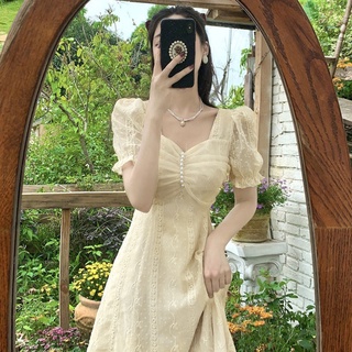 Đầm tay ngắn thiết kế thanh lịch sang trọng phong cách Pháp cho nữ
